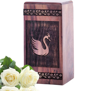 Small Wooden Swan Urn for Cremation Ashes keepsake