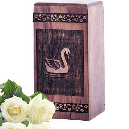 Keepsake Wooden Swan Memorial Urn for Human Ashes