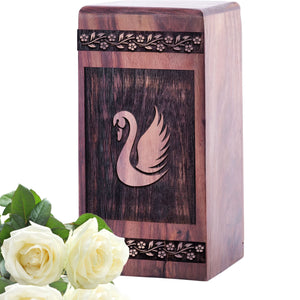 Beautiful Swan Wooden Memorial Urn for Adul
