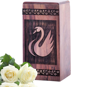 Beautiful Handcrafted Wooden Swan Urn for Human Memorial Ashes