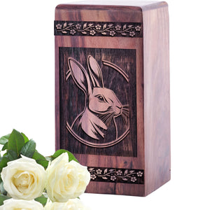Small Wooden Rabbit Urn for Cremation Ashes