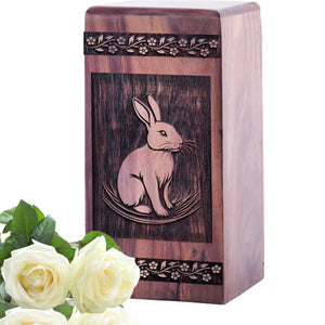 Beautiful Rabbit Wooden Memorial Urn for Adults