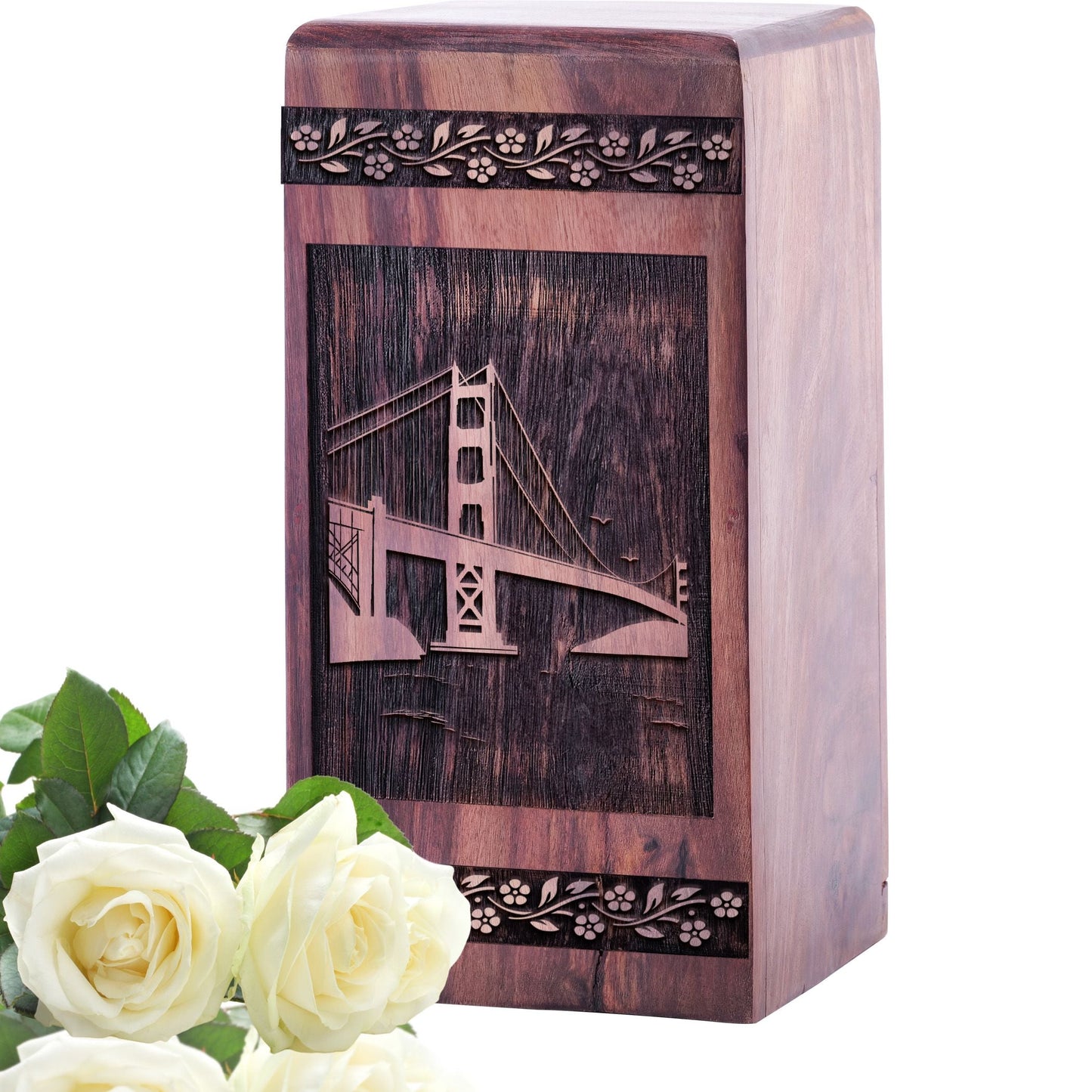 Mini Wooden Memorial Urn with Golden Gate Bridge Urn