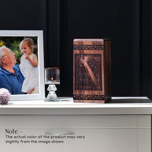 Unique Wooden Tail and Nucleus Geometric Cremation Urn for Human Ashes