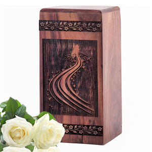 Decorative Wooden Tail and Nucleus Geometric Urn for Human Ashes