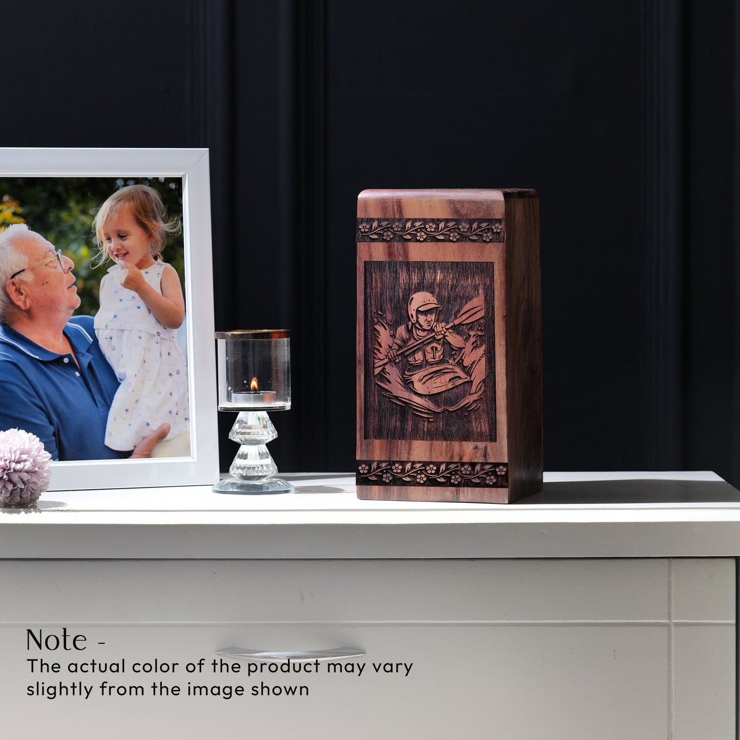 Handmade Wooden Urn with Tail and Nucleus Geometric