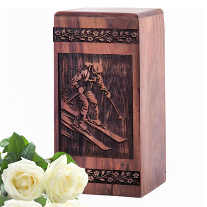 Small Keepsake Wooden Geometric Tail and Nucleus Urn for Ashes