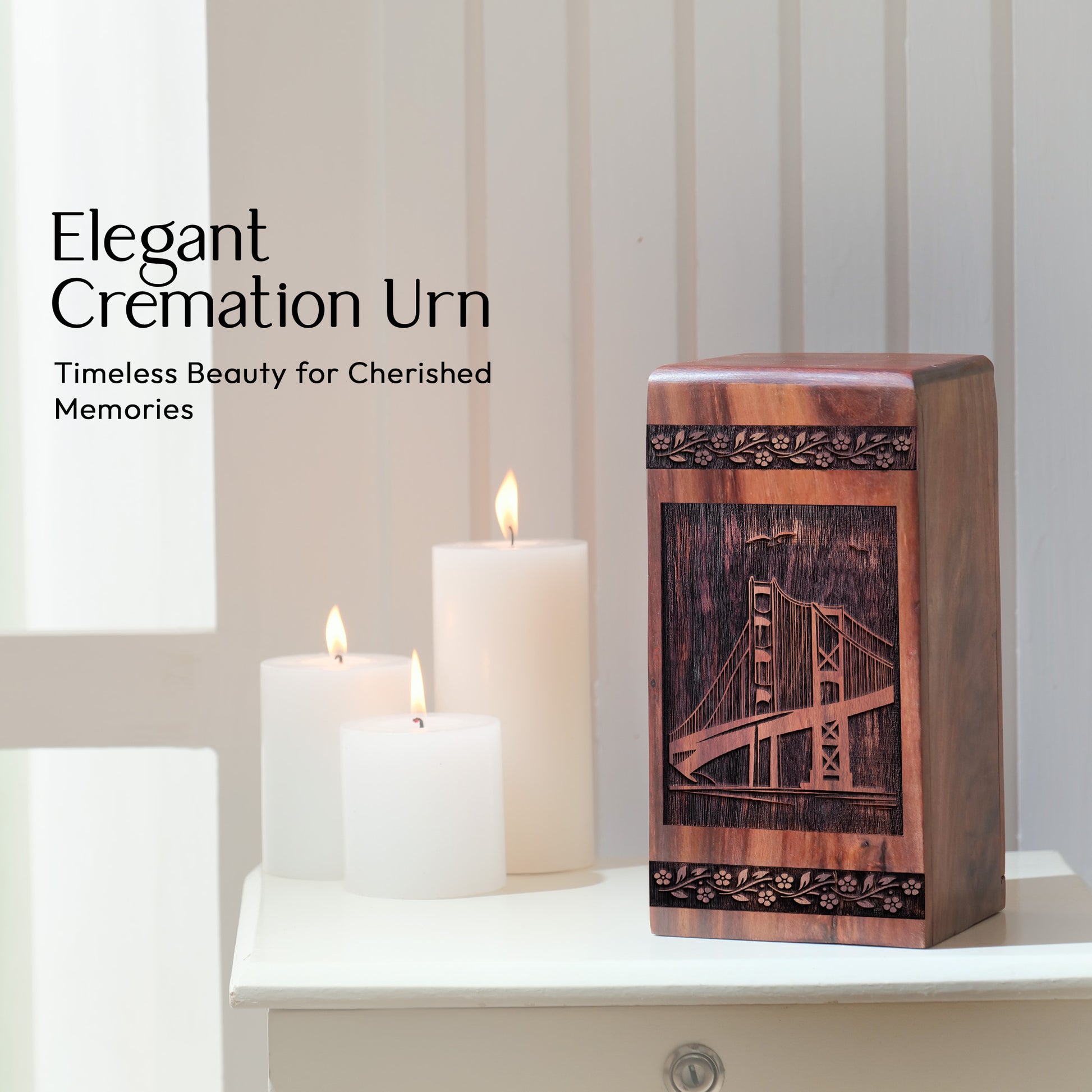 Golden Gate Bridge Urn Size 10 Inch 10”(H) x 5.5”(W) x 5.5”(L)