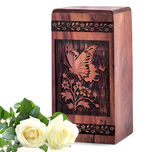 Unique Wooden Butterfly Cremation Urn for Human Ashes