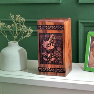 Butterflly Urn Size 14(H)x7.5(W)x7.5(L)