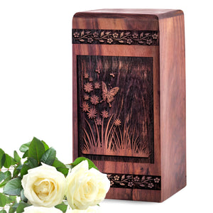 Decorative Wooden Butterfly Urn for Human Burial Ashes