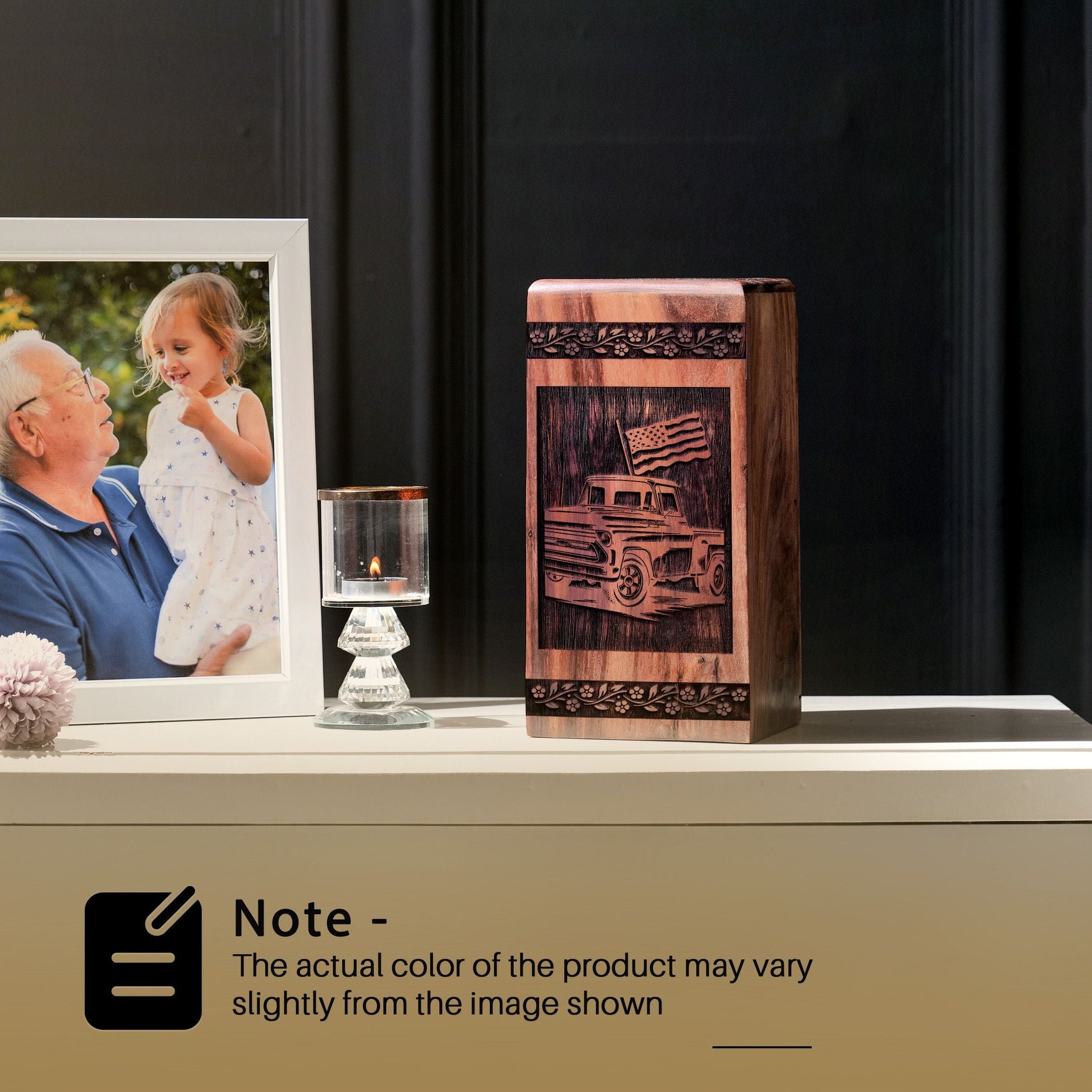 Handmade Wooden Car Urn for Human Burial Ashes