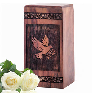 Unique Large Wooden Dove Cremation Urn for Memorial Ashes