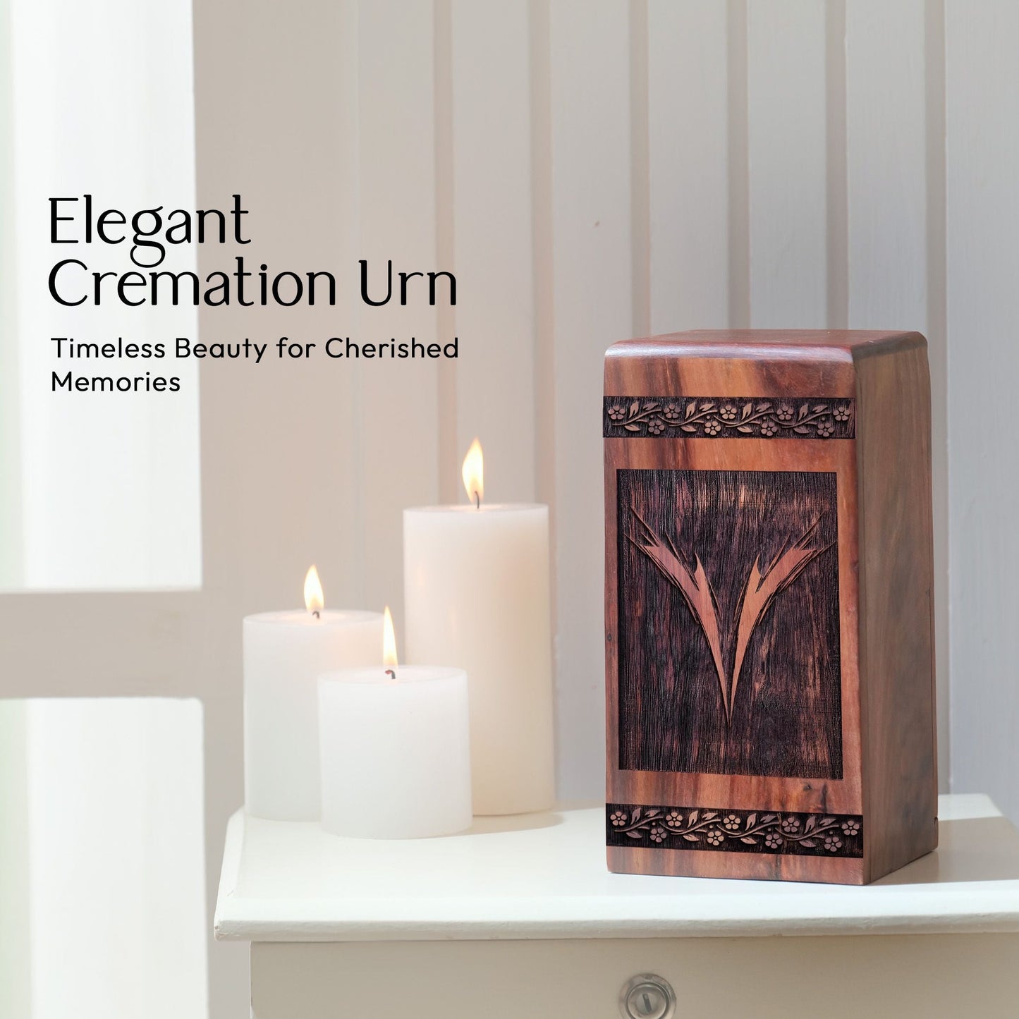 Beautiful Logo Wood Cremation Urn for Memorial Ashes