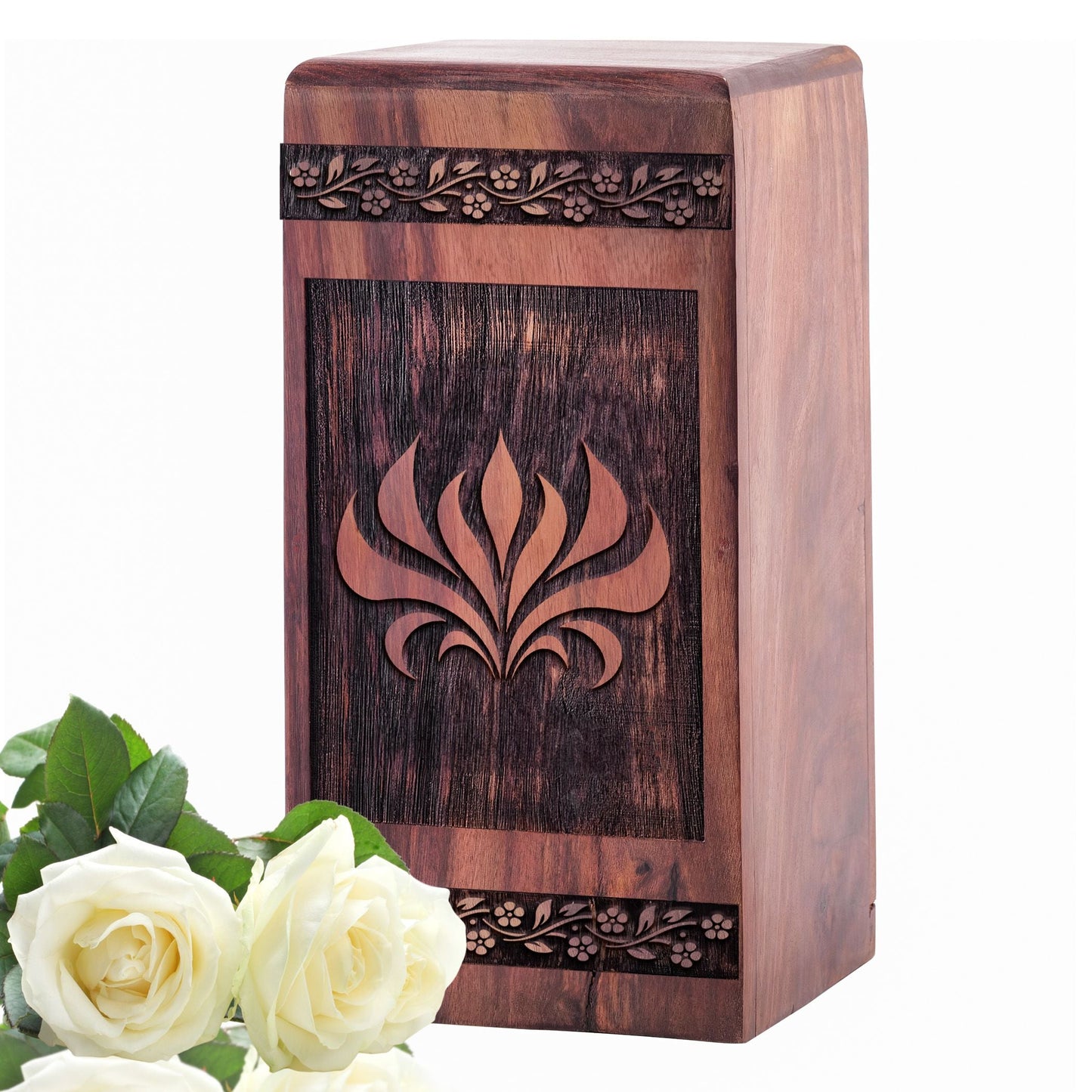 Medium Wooden Logo Memorial Urn for Cremation Ashes
