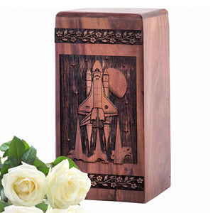 Medium Wooden Rocket Memorial Urn for Cremation Ashes