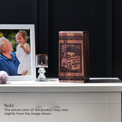 Beautiful Wooden Urn with Car Urn for Memorial Ashes