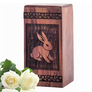 Handmade Wooden Rabbit Urn for Human Burial Ashes