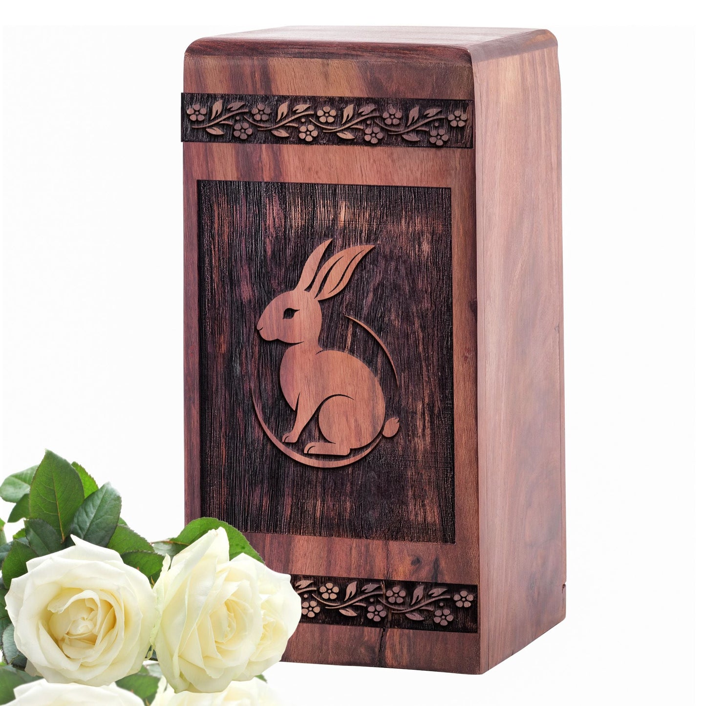 Small Wooden Rabbit Urn for Cremation Ashes