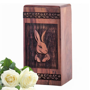 Large Wooden Rabbit Memorial Urn for Adult Ashes