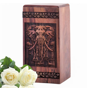Keepsake Wooden Elephant Memorial Urn for Cremation Ashes