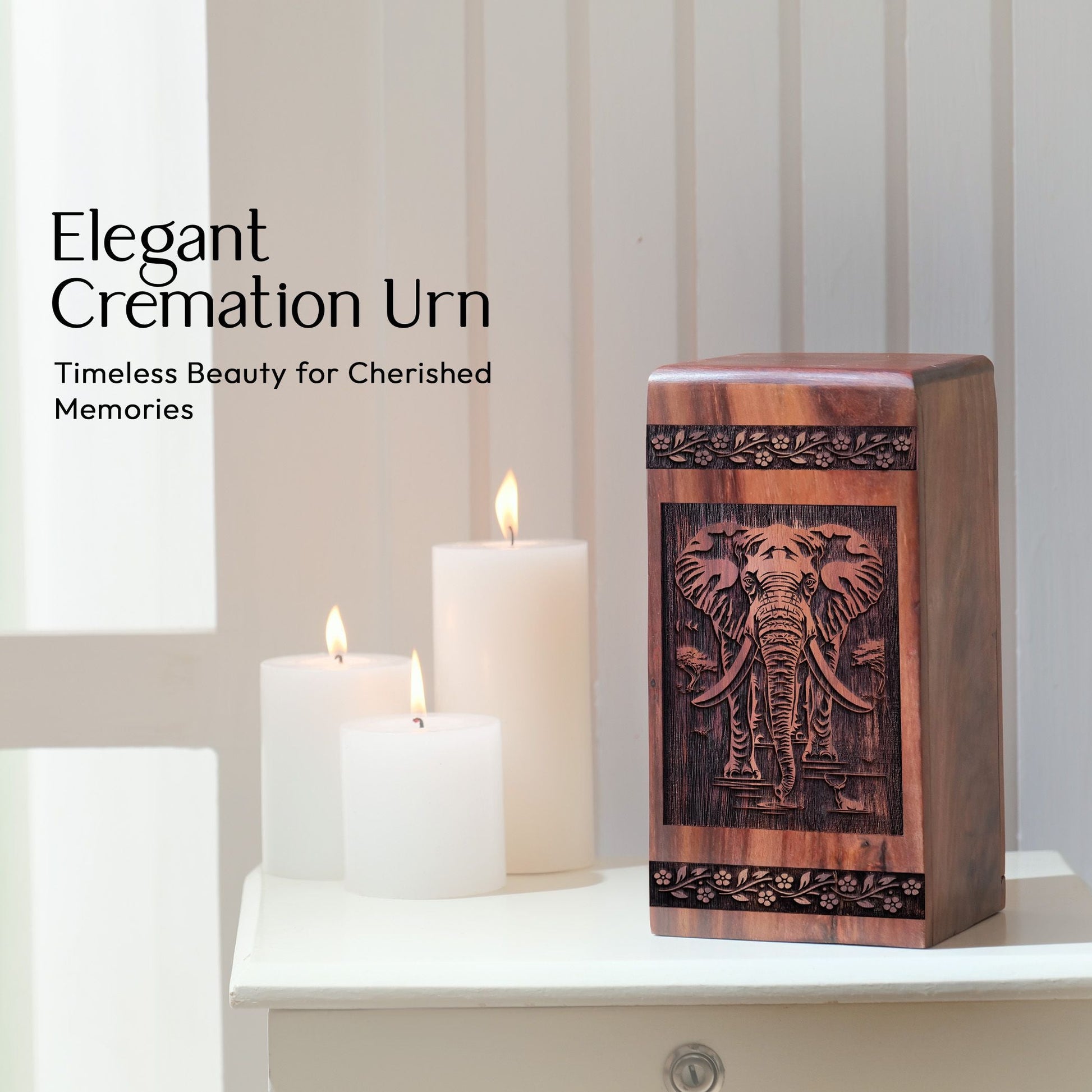 Keepsake Wooden Elephant Memorial Urn for Cremation Ashes
