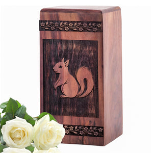 Decorative Medium Wooden Rabbit Urn for Memorial Ashes
