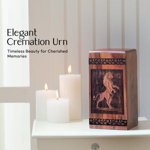 Unique Wooden Lion Cremation Urn for Human Ashes