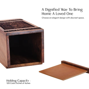 Decorative Wooden Lion Urn for Human Burial Ashes