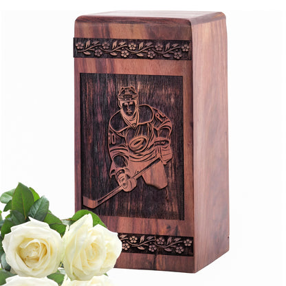 Unique Wooden Hockey Cremation Urn for Human Ashes