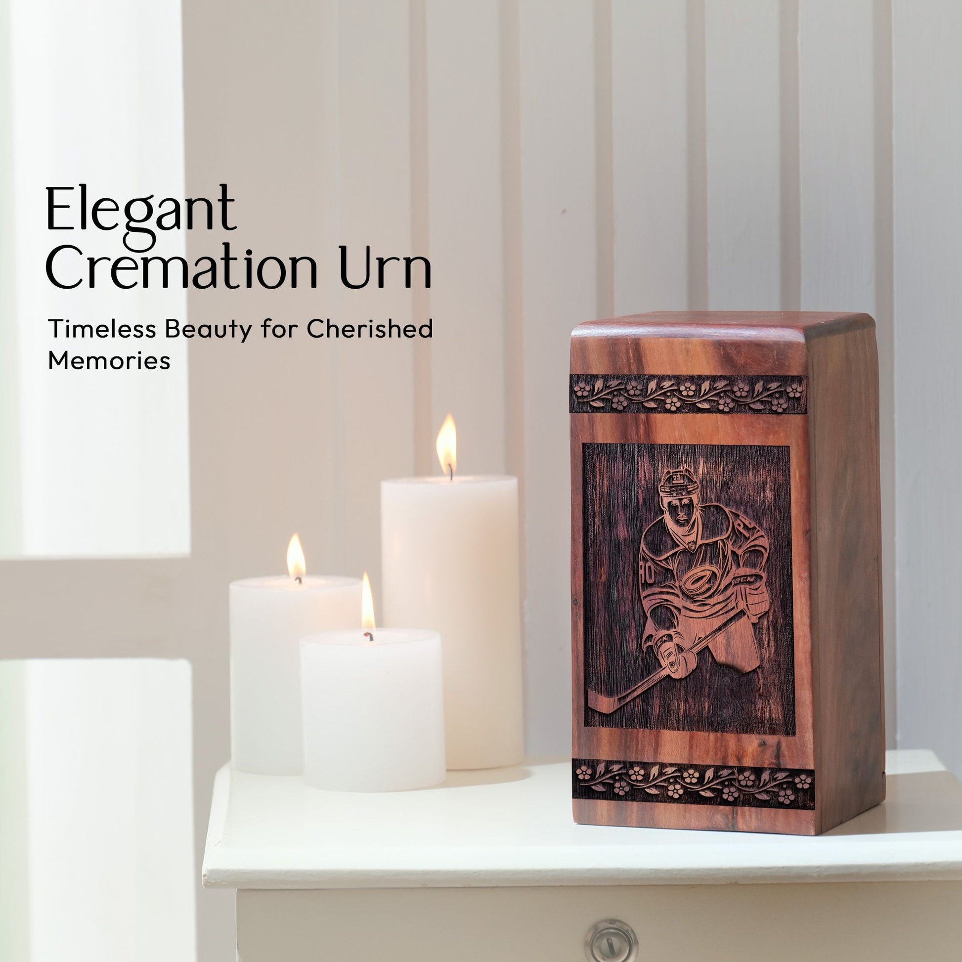 Unique Wooden Hockey Cremation Urn for Human Ashes