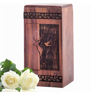 Unique Wooden Deer Cremation Urn for Human Ashes