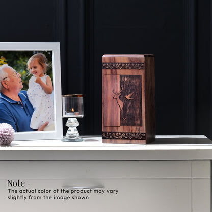 Unique Wooden Deer Cremation Urn for Human Ashes