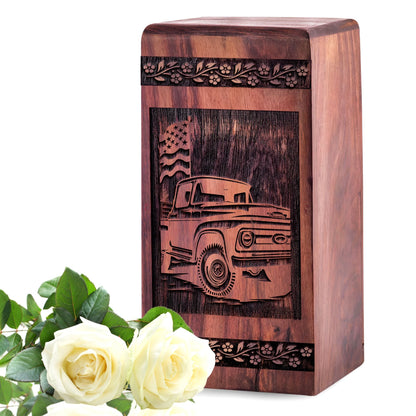 Unique Large Wooden Car Cremation Urn for Human Ashes
