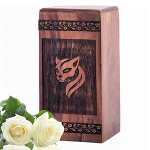 Decorative Wooden Panther Urn for Human Burial Ashes