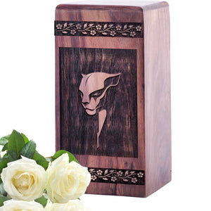 Decorative Wooden Panther Urn for Human Burial Ashes