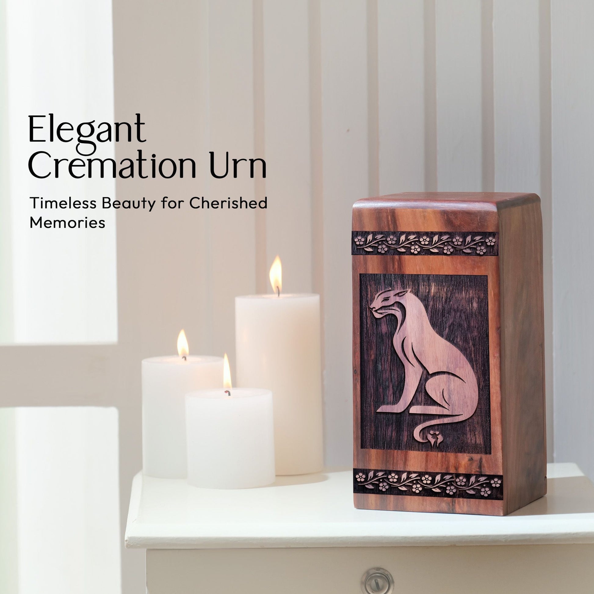 Small Wooden Panther Urn for Cremation Ashes