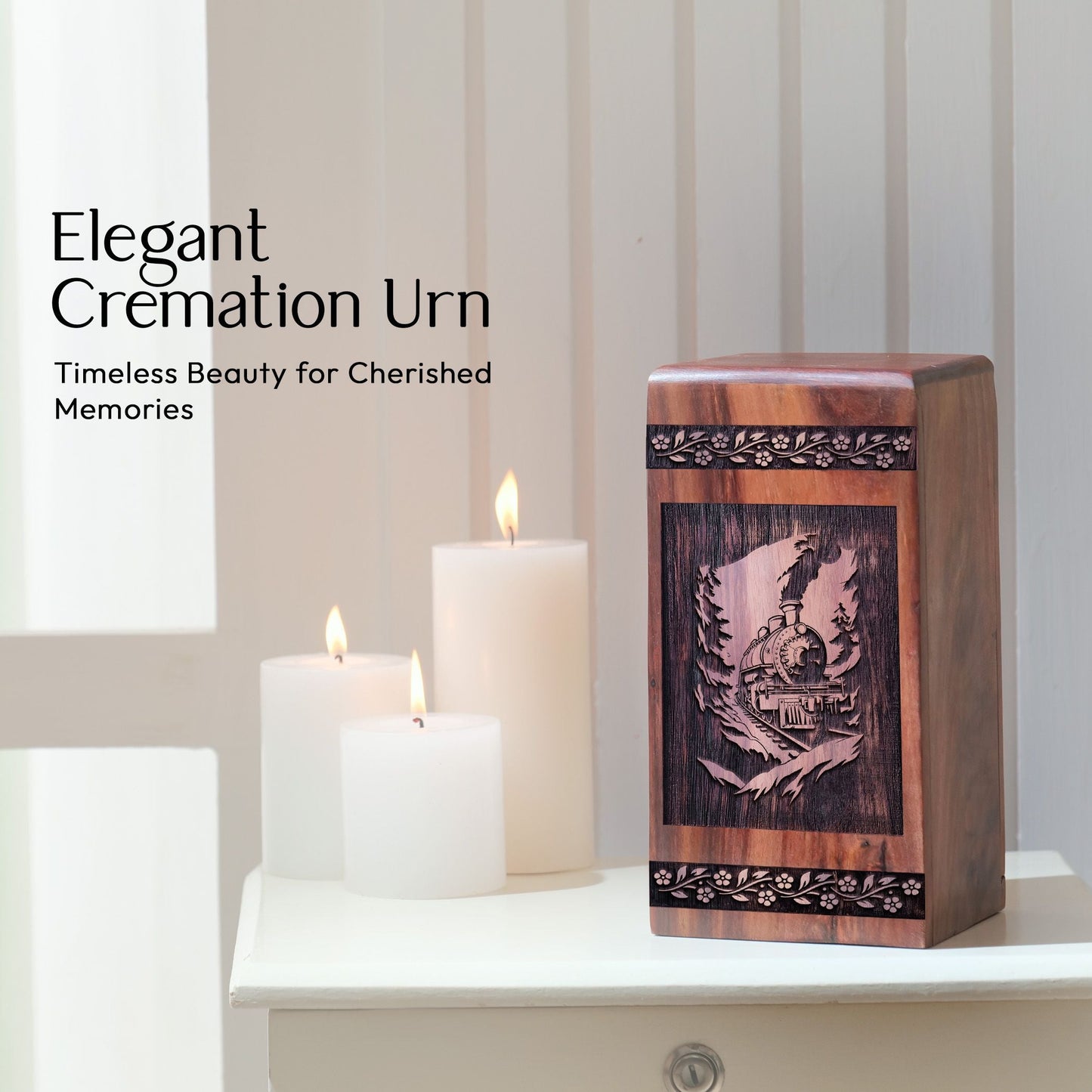 Small Wooden Roller Coaster Urn for Cremation Ashes