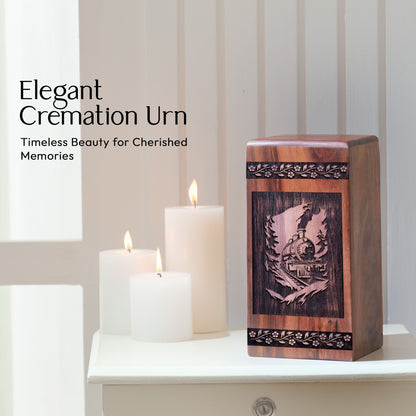 Small Wooden Roller Coaster Urn for Cremation Ashes