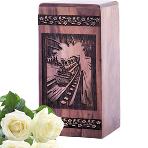Stunning Wooden Urn with Roller Coaster Urn for Human Ashes