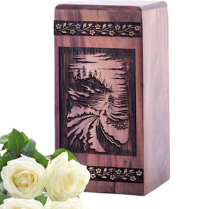 Wooden Memorial Urn with Roller Coaster Urn for Adult