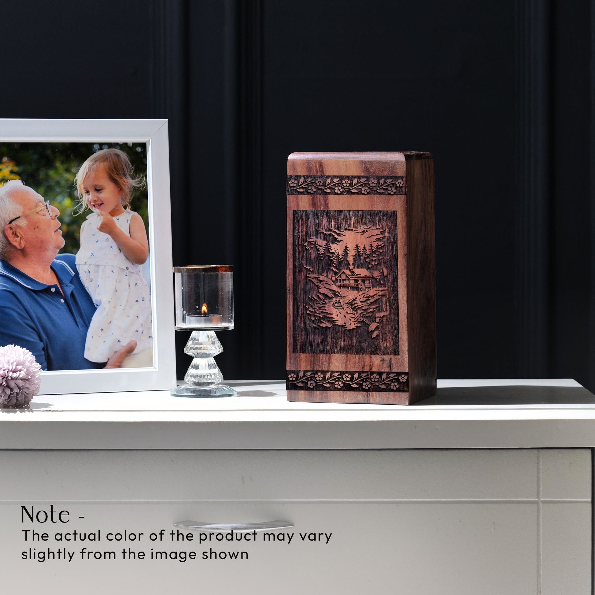 Decorative Wooden Sea Beach Urn for Memorial Cremation Ashes