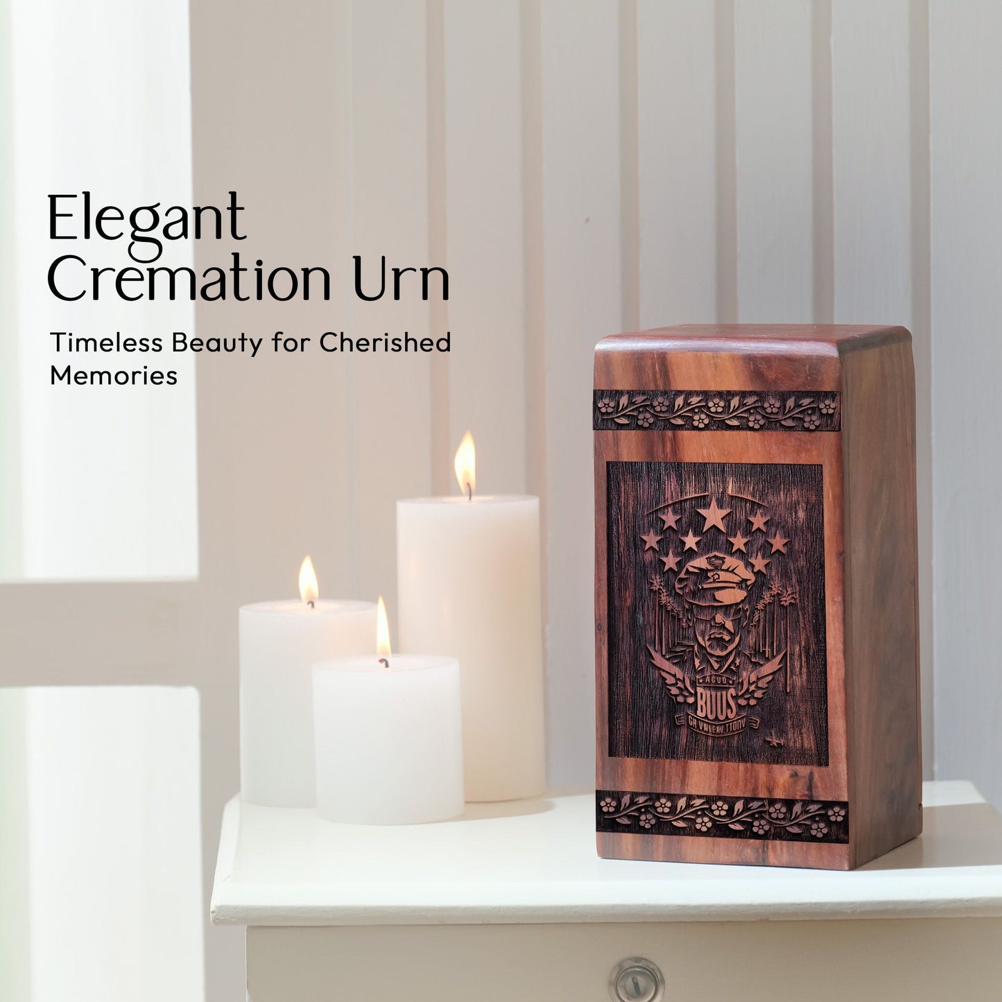 Unique Wooden Police Cremation Urn for Human Ashes