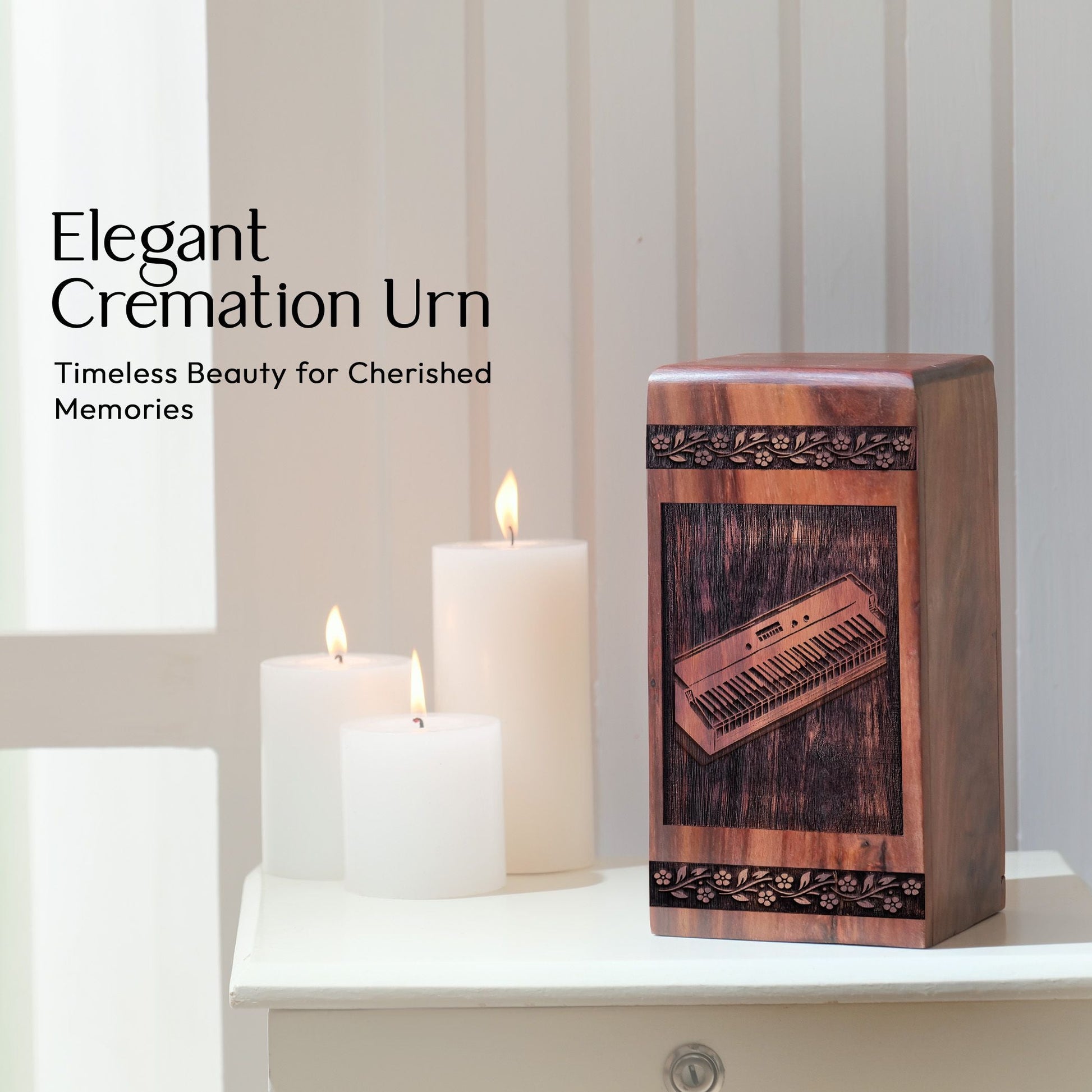 Wooden Piano Cremation Urn for Ashes Keepsake