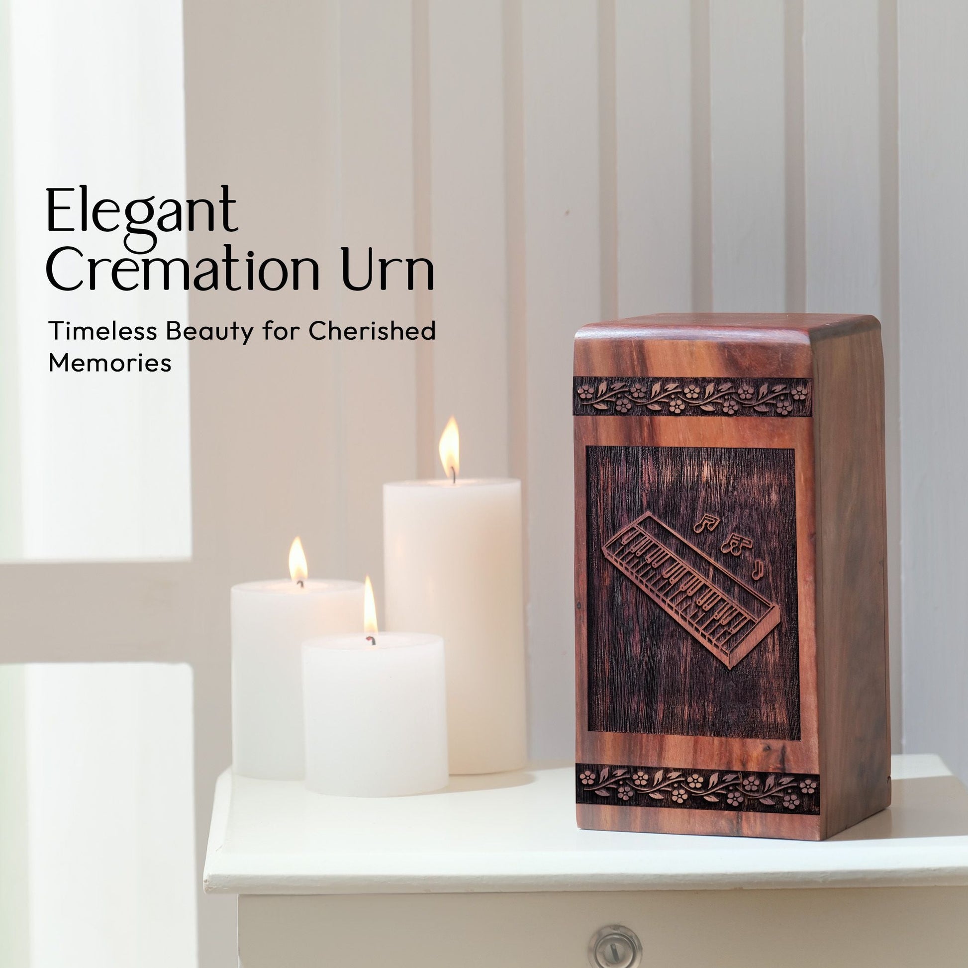 Wooden Piano Urn for Ashes - Handcrafted and Durable