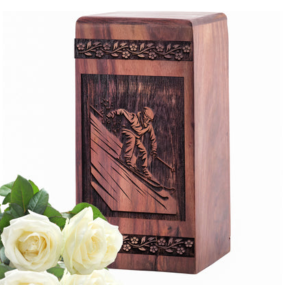 Skiing Snowboard Urn Size 5 Inch 5”(H) x 3”(W) x 3”(L)