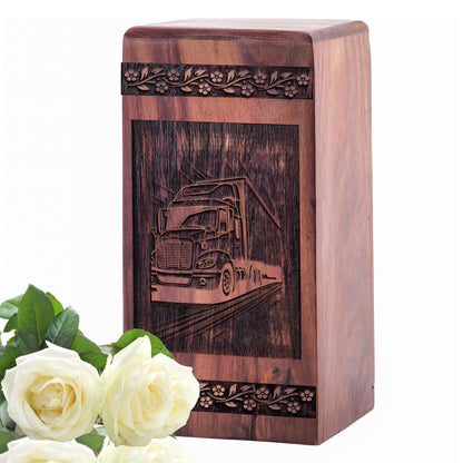 Handmade Wooden Truck Urn Box for Ashes - Durable Design