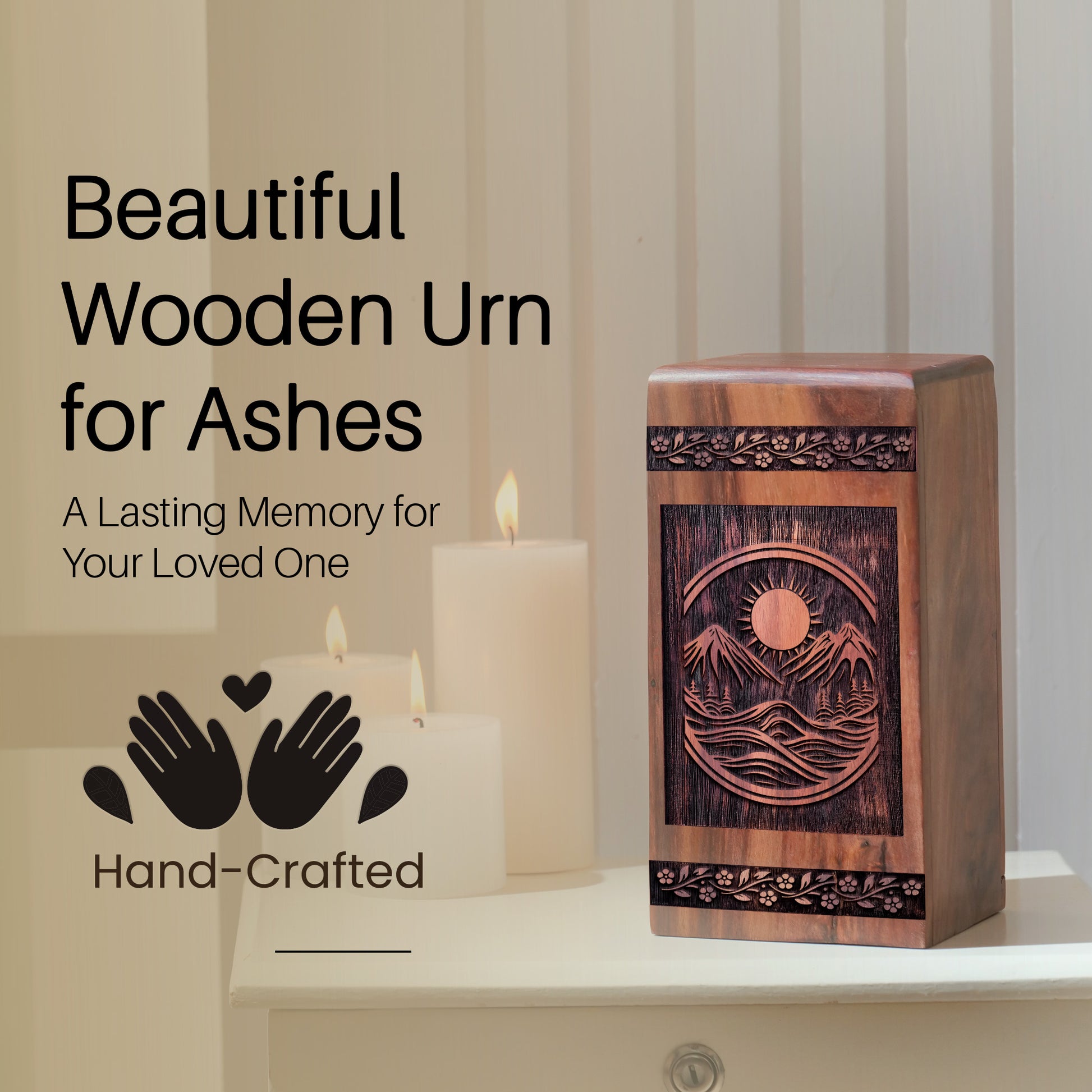mountion Urn Size 8 Inch 8”(H) x 4.7”(W) x 4.7”(L)