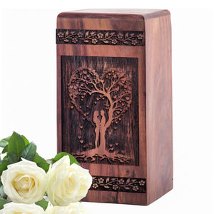 Handcrafted Wooden Couple Urn for Ashes - Loving Tribute