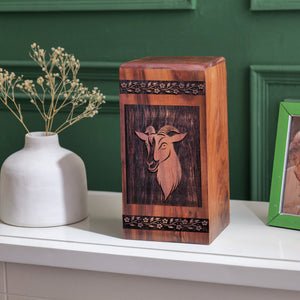Horned Goat Urn Size 14(H)x7.5(W)x7.5(L)